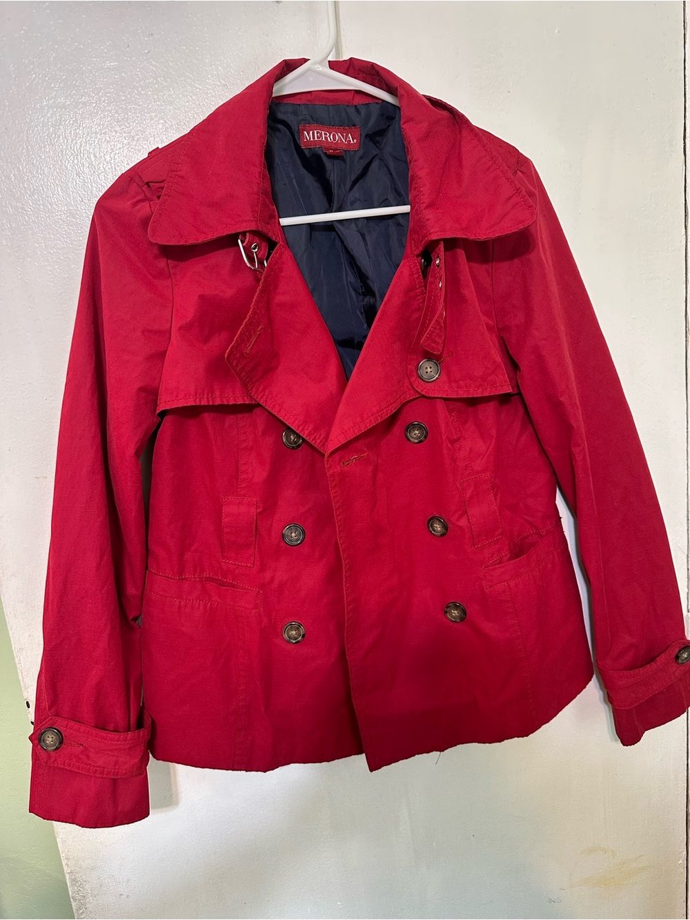 Merona Red Double-Breasted Trench Jacket